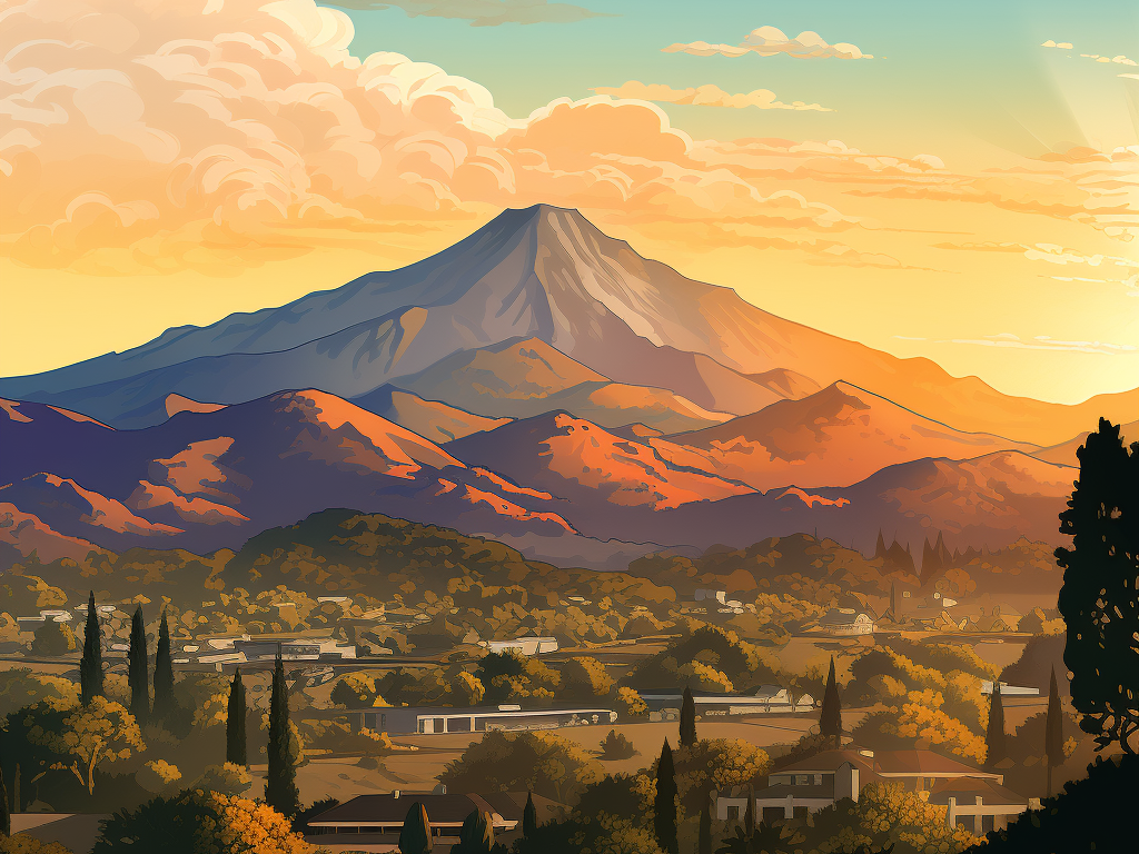 Mount Diablo illustration showing the terrain and landscape visible from Walnut Creek open space trails