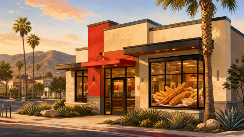 The Raising Cane's sign at the former Wendy's on North Main Street in Walnut Creek