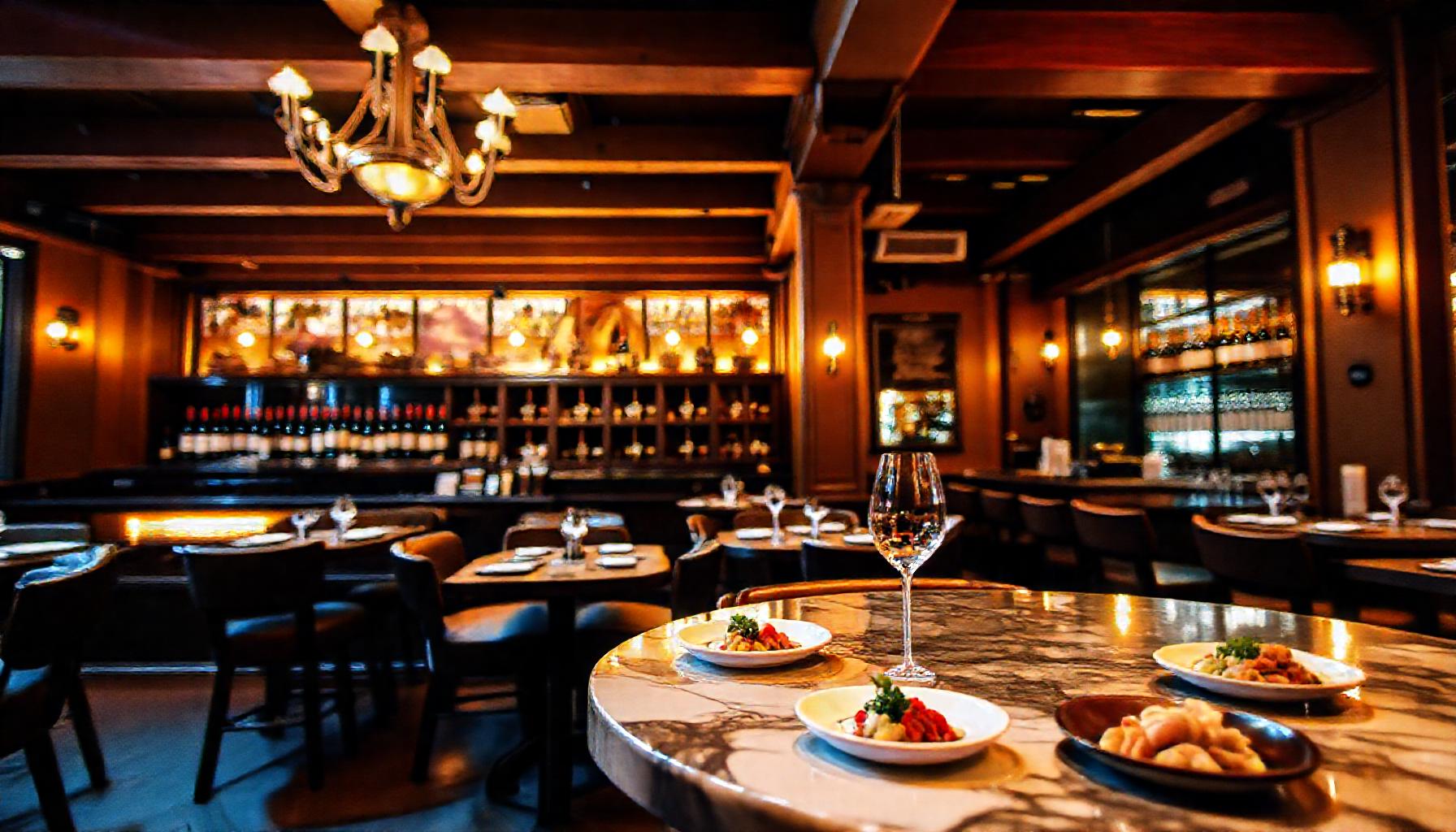 Warm interior of Va de Vi bistro with wine bar and small plates Walnut Creek
