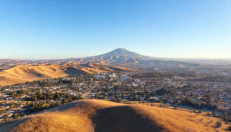 Aerial view of Mount Diablo and Walnut Creek California with hiking trails and parks