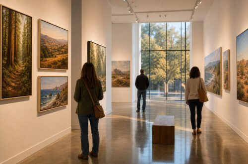 California-themed art exhibit inside the Bedford Gallery at the Lesher Center for the Arts in Walnut Creek