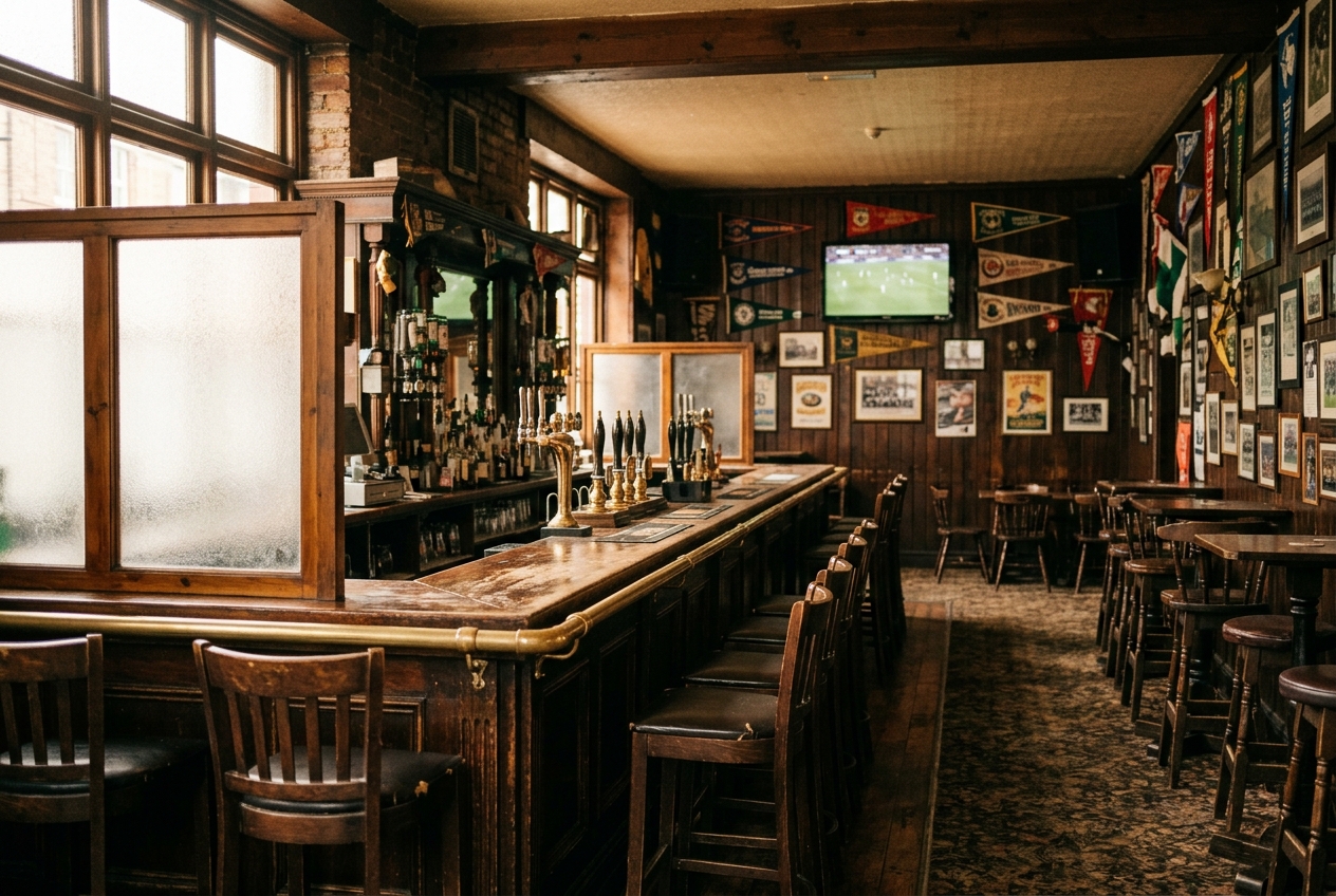 Interior of a traditional Irish sports bar in Walnut Creek