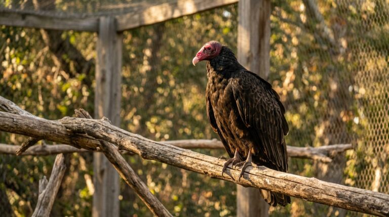Lord Richard turkey vulture in his aviary at Lindsay Wildlife Experience, Walnut Creek