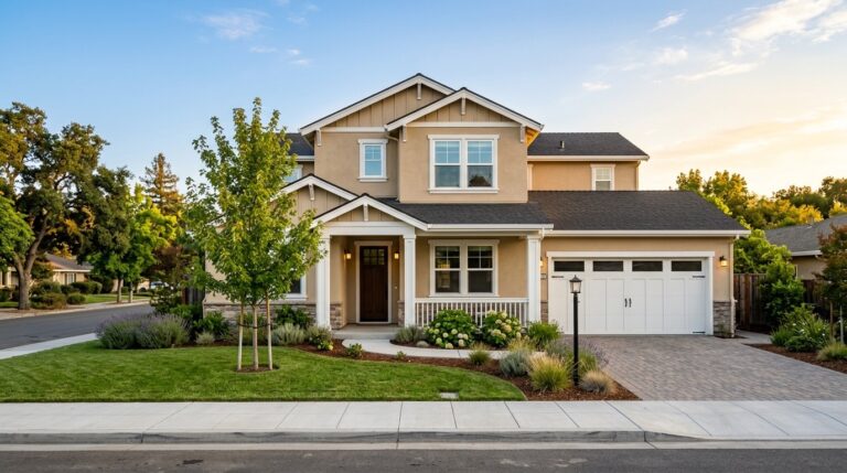 Newly built Walnut Creek home with a two-car garage and a landscaped front yard