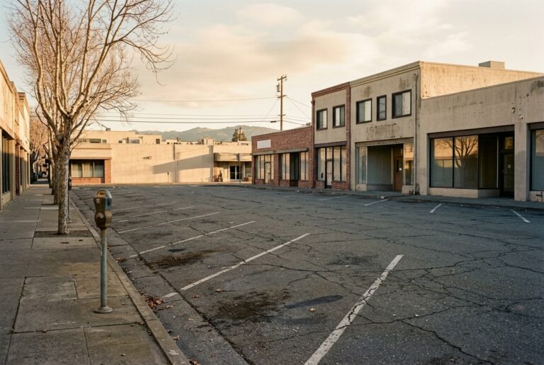 Vacant lot at 1250 Locust Street in downtown Walnut Creek, where a food hall approved in 2018 has never been built